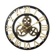 工业风木质挂钟，美式齿轮复古挂表客厅餐厅装饰创意壁钟钟表