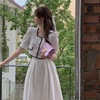 2023年夏季女小清新白色套装法式初恋甜美泡泡袖长裙连衣裙子