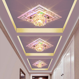 过道灯走廊灯现代简约玄关楼梯，天花灯创意射灯水晶led入户孔灯
