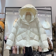 设计感羽绒服女短款2023冬季加厚宽松面包服小个子白鸭绒(白鸭绒)外套