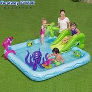 游泳池家用儿童可折叠滑梯，可喷水乐园海洋球池，超大加厚充气戏水池