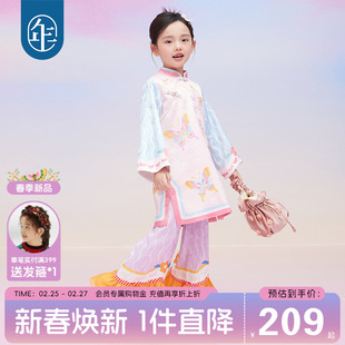 年衣童装女童旗袍连衣裙春秋，中式国风长袖公主裙子儿童演出服