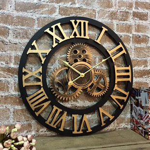 欧式复古创意大时钟艺术，挂钟客厅美式挂表工，业风齿轮钟表法式壁钟