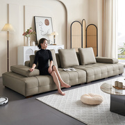 劳伦斯头层牛皮直排沙发，意式轻奢风别墅客厅，真皮沙发组合大师设计