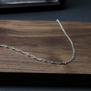 手工拼接925纯银项链复古做旧素链原创设计男女情侣十字锁骨链