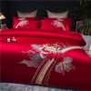 婚庆家纺床上四件套全棉100支刺绣被套红色喜被床单纯棉结婚床品