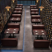 天津定制西餐厅沙发咖啡厅工业风，饭店酒吧复古卡座沙发桌椅组合