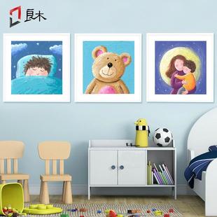 环保儿童房装饰画卡通，女孩卧室挂画男孩床头，墙画幼儿园壁画有框画