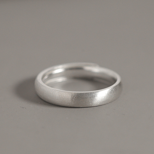 拾思足银纯银戒指可调大小极简拉丝，哑光磨砂情侣，对戒指环复古风