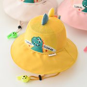 儿童帽子夏季男女童遮阳帽，可爱立体恐龙宝宝防晒帽大檐网眼太阳帽