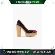 香港直邮潮奢 Red Valentino 女士嵌花漆皮防水台浅口鞋