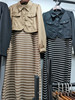 语慕纯3903女士秋季条纹背心无袖连衣裙+长袖，短外套两件套套装