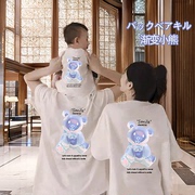 亲子装新中式夏季短袖一家T恤三口2024潮流母女全家洋气