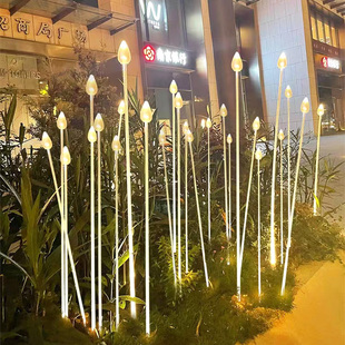 LED蜡烛芦苇灯户外防水亚克力灯柱光纤棒景区花园草地景观插地灯