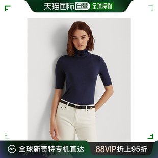 美国直邮Ralph Lauren拉夫劳伦女士毛衣黑色高领半袖休闲百搭