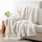 欧式毛皮毯轻奢仿皮草毛毯白色毛绒盖毯沙发毯子四季加厚狐狸毛毯