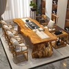 整块2.2米新中式茶桌实木，大板茶桌松木，茶台原木泡茶桌椅客厅茶几