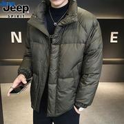 吉普JEEP羽绒服男士冬季宽松立领工装羽绒衣白鸭绒加厚保暖外套男