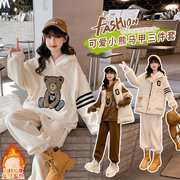 韩版女三件套马甲小熊卫衣，冬季加绒中大童，冬装加厚套装2022童