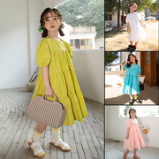 2021童装女童夏季连衣裙，韩版中大童亲子装纯棉，公主短袖大摆裙