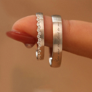 触及真心小众设计婚戒情侣，戒指男女一对s925纯银，镶钻对戒指环