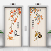 电梯门装饰贴纸一梯一户中式国风创意暖居房门，改造翻新简约玄关画
