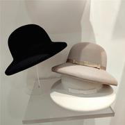 日本civenkivan盆帽气质，名媛帽子赫本风羊毛呢渔夫帽女款法式复古