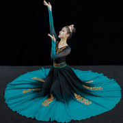 新疆舞蹈表演服装大摆裙维吾尔族，演出服女艺考少数民族，风成人长裙