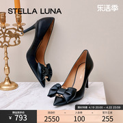 stellaluna女鞋春夏，高跟鞋时尚尖头蝴蝶结，装饰时尚高跟单鞋