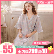 和服式睡衣女夏季纯棉，睡裙可爱日系甜美薄款短袖宽松大码睡袍浴袍