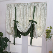 小窗帘卧室提拉帘美式复古树叶，厨房帘气球帘，门帘系带帘隔断帘短帘