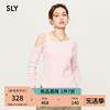 SLY 2024夏季单边露肩设计斜领条纹T恤针织上衣038HSL80-0031