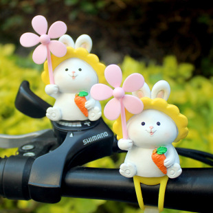 创意可爱兔子风车竹蜻蜓兔年电瓶自行车载电动摩托装饰送闺蜜