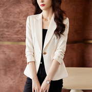 时尚白色长袖西装外套，女2023秋高级感炸街休闲韩版ol西服上衣