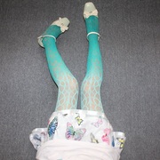 彩色丝袜大码复古花纹绿色，渐变糖果色蕾丝，渔网袜镂空提花连裤袜女