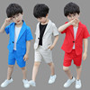 夏季儿童短袖西服套装韩版宝宝，薄款男童小西装花童礼服演出服