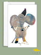 小象剪纸生日情人节，兔年节日祝福贺卡明信片，小卡片高级感带信封