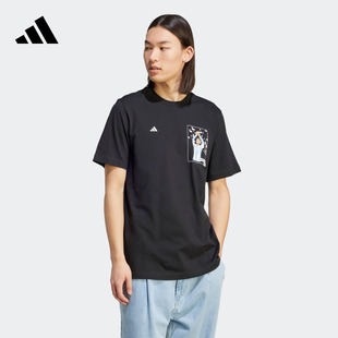 梅西系列印花足球运动短袖T恤男装夏季adidas阿迪达斯IB4909