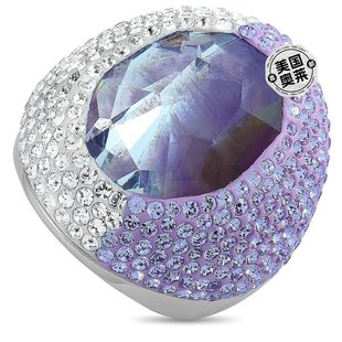 swarovski施华洛世奇镀铑不锈钢紫色，和透明水晶，戒指-多色美