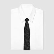 男士黑色领带结婚新郎伴郎7cm立体斑马纹高级感正装商务休闲领带