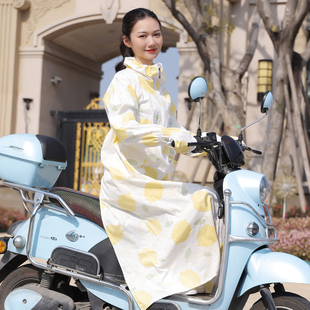 骑车电动摩托车女夏季长款纯棉防晒衣全身防紫外线披肩长袖挡风衣