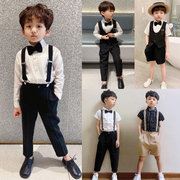 春夏季男童衬衫背带裤礼服英伦气质儿童主持人走秀钢琴演出服