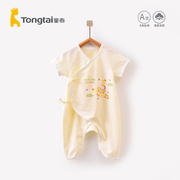 童泰新生儿衣服纯棉薄，款蝴蝶衣0-3个月，宝宝短袖连体偏开系带夏季