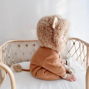 韩版婴儿连体衣秋冬加厚保暖男女宝宝，加绒爬服冬装卡通小狮子造型