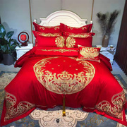 婚庆四件套大红色纯棉，刺绣新婚床品结婚六八十全棉床上用品4件套