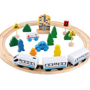 小火车轨道电动动手动脑智力玩具儿童，木质立体积木拼拆装拼插轨道