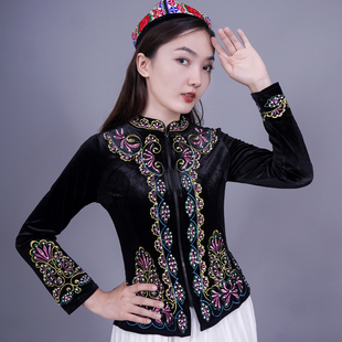 新疆舞蹈演出服维族服装金丝绒，上衣女广场舞蹈民族，服饰春秋季外套