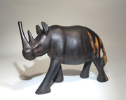 木雕犀牛乌木雕刻家居办公红木摆件坦桑尼亚黑木雕