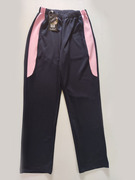可中小学生男女校裤深蓝色长裤拼接5厘米淡粉色条纹有兜散口