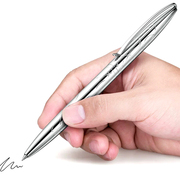 不锈钢电镀签字笔压纹款黑色水笔中性笔免费刻字盒装笔金属笔